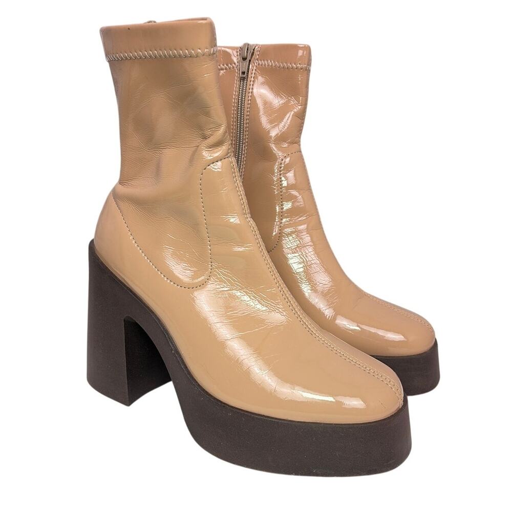 ASOS Retro Chic Edgy Faux Patent Leather Chunky Platform Ankle Sock Boot 7
